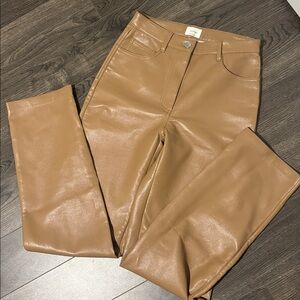 Wilfred Camel Faux Leather Trousers